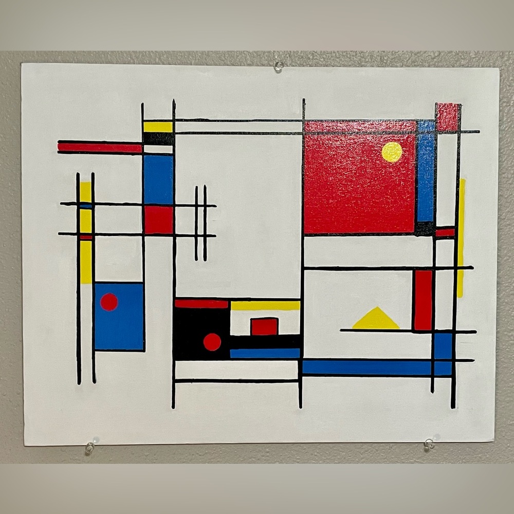 Mid Century Modern abstract acrylic painting on 16x20 canvas board